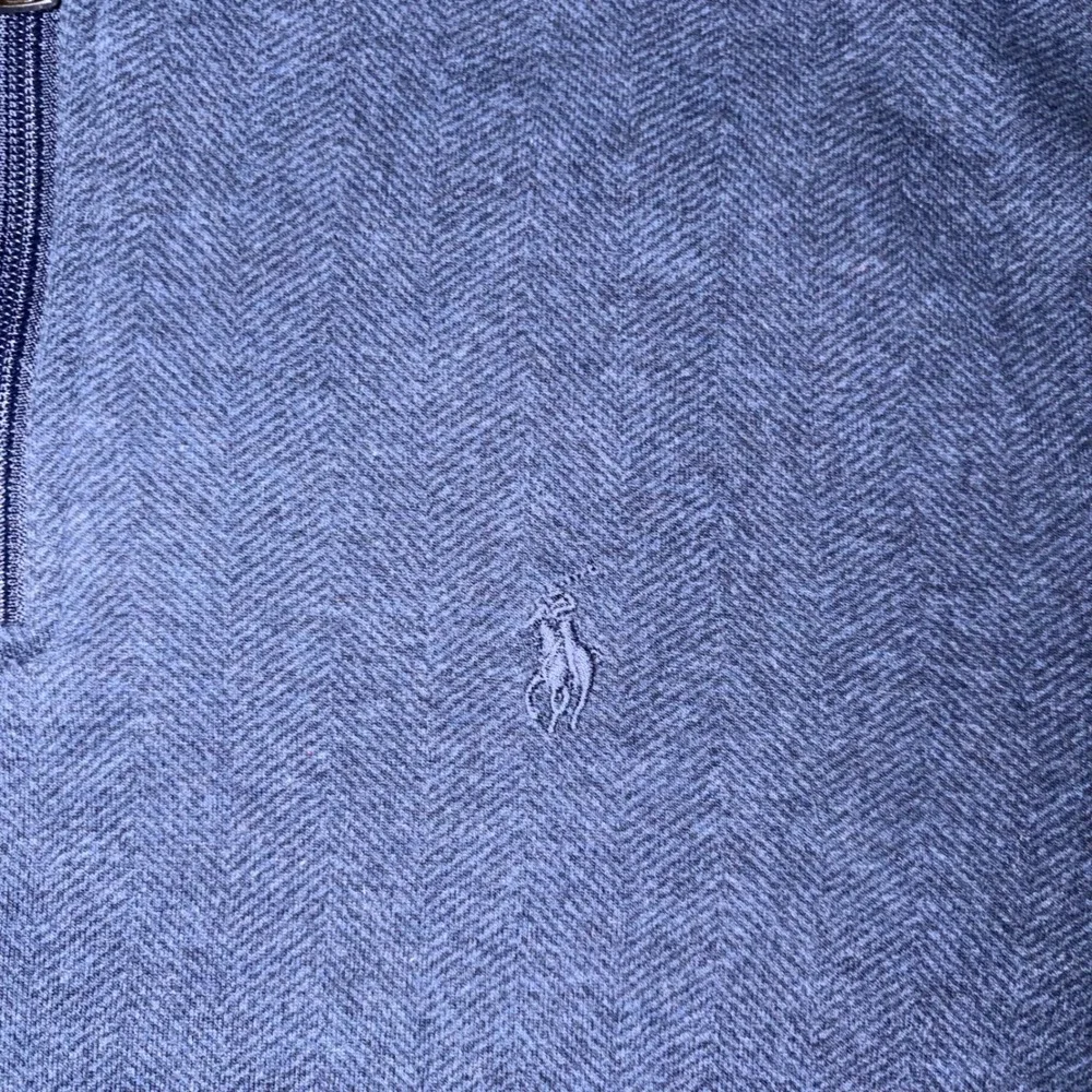 Polo Ralph Lauren Mens Navy Blue Herringbone Quarter Zip Pullover Small‎